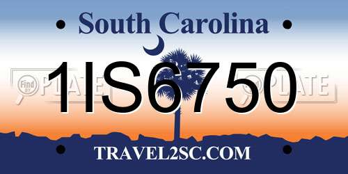 1IS6750 South Carolina License Plate