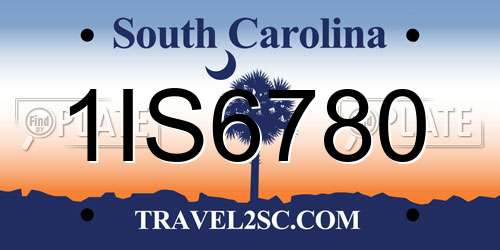 1IS6780 South Carolina License Plate