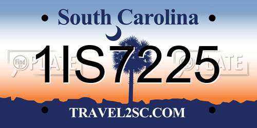 1IS7225 South Carolina License Plate
