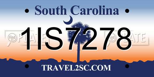 1IS7278 South Carolina License Plate