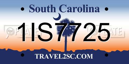 1IS7725 South Carolina License Plate