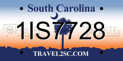 1IS7728 South Carolina License Plate