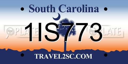 1IS773 South Carolina License Plate