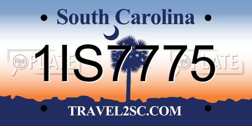 1IS7775 South Carolina License Plate