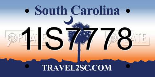 1IS7778 South Carolina License Plate