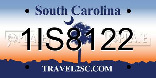 1IS8122 South Carolina License Plate