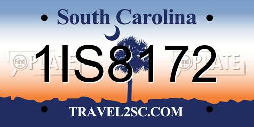 1IS8172 South Carolina License Plate