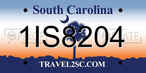 1IS8204 South Carolina License Plate