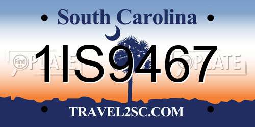 1IS9467 South Carolina License Plate