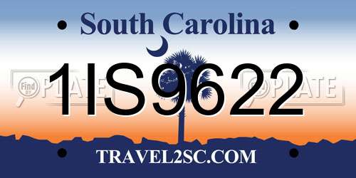 1IS9622 South Carolina License Plate