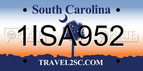 1ISA952 South Carolina License Plate