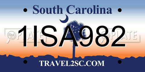 1ISA982 South Carolina License Plate