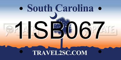 1ISB067 South Carolina License Plate