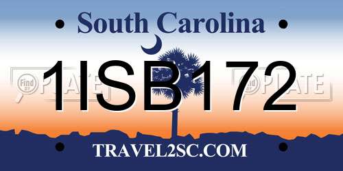 1ISB172 South Carolina License Plate