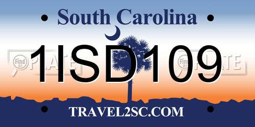 1ISD109 South Carolina License Plate