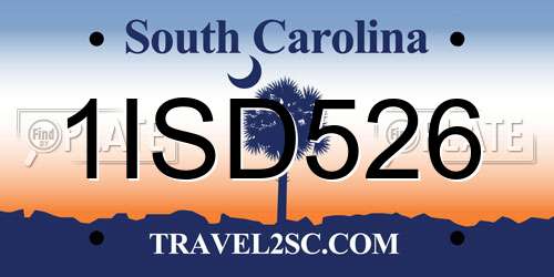 1ISD526 South Carolina License Plate