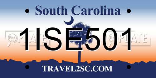 1ISE501 South Carolina License Plate