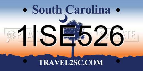 1ISE526 South Carolina License Plate