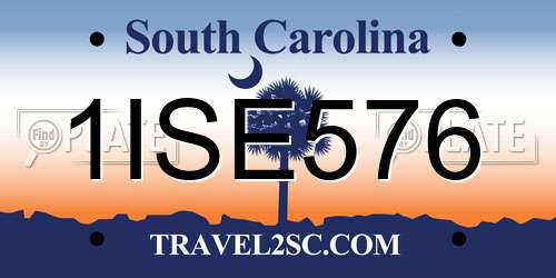 1ISE576 South Carolina License Plate