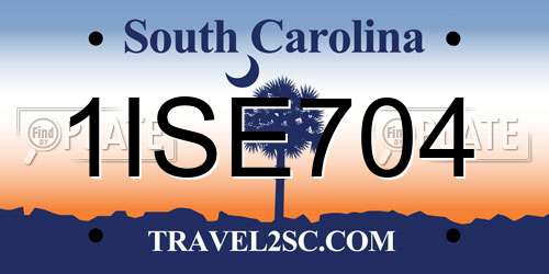 1ISE704 South Carolina License Plate