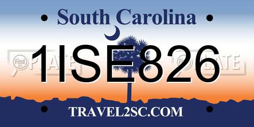 1ISE826 South Carolina License Plate