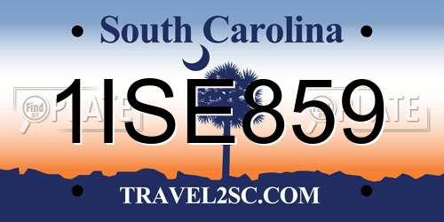 1ISE859 South Carolina License Plate