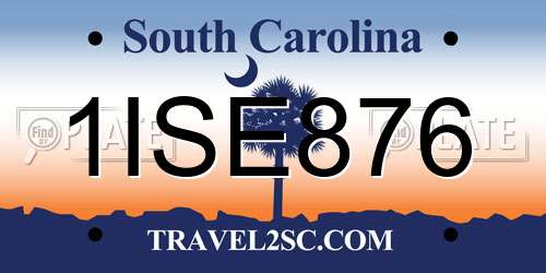 1ISE876 South Carolina License Plate