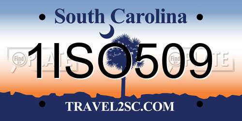 1ISO509 South Carolina License Plate