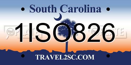 1ISO826 South Carolina License Plate