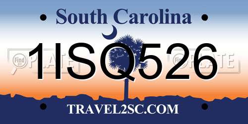 1ISQ526 South Carolina License Plate