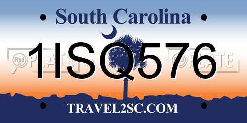 1ISQ576 South Carolina License Plate