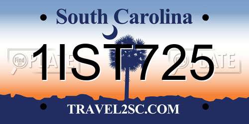 1IST725 South Carolina License Plate