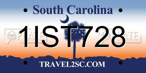 1IST728 South Carolina License Plate