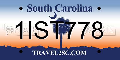 1IST778 South Carolina License Plate