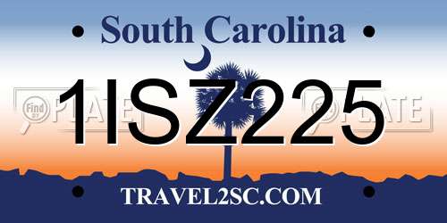 1ISZ225 South Carolina License Plate