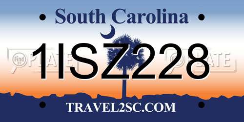 1ISZ228 South Carolina License Plate