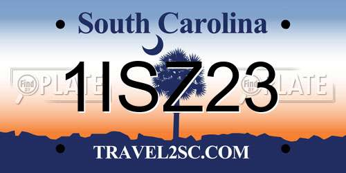 1ISZ23 South Carolina License Plate