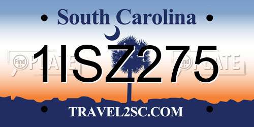 1ISZ275 South Carolina License Plate