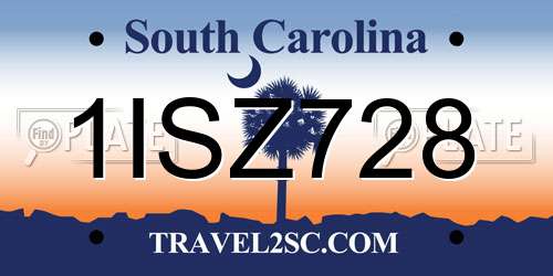 1ISZ728 South Carolina License Plate
