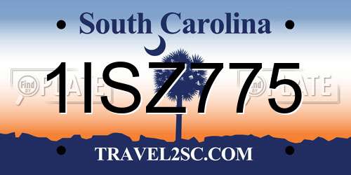 1ISZ775 South Carolina License Plate