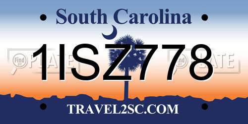 1ISZ778 South Carolina License Plate