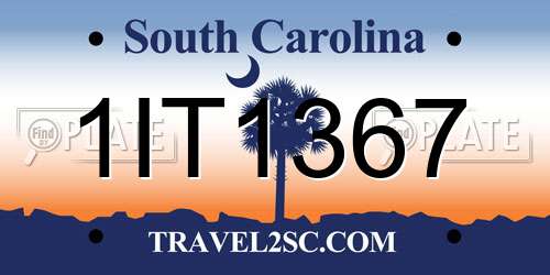 1IT1367 South Carolina License Plate