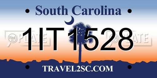 1IT1528 South Carolina License Plate