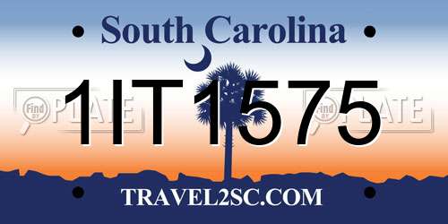 1IT1575 South Carolina License Plate