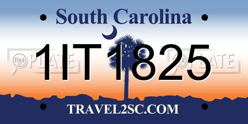 1IT1825 South Carolina License Plate