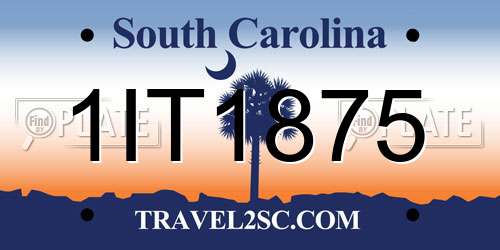 1IT1875 South Carolina License Plate