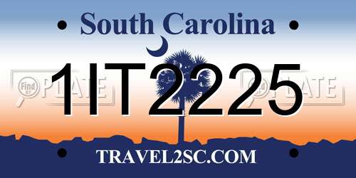 1IT2225 South Carolina License Plate