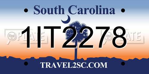 1IT2278 South Carolina License Plate