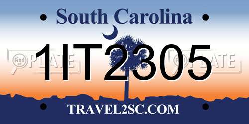 1IT2305 South Carolina License Plate