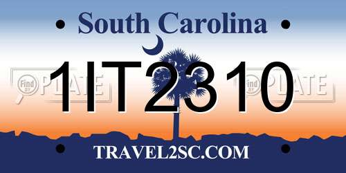 1IT2310 South Carolina License Plate
